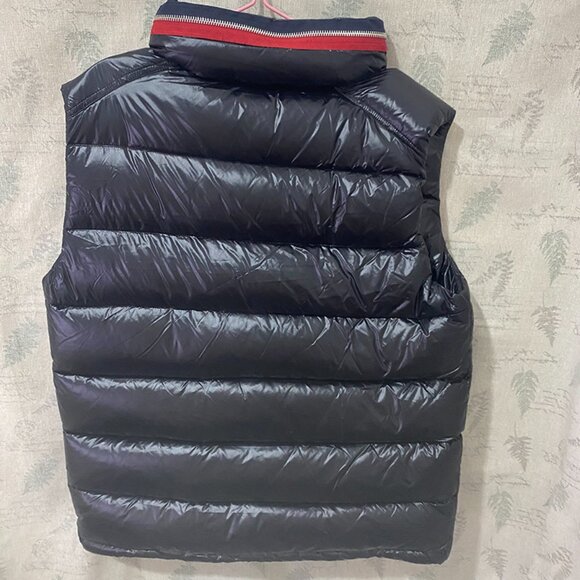 Womens Tricolor Hood Moncler Black Puffer Vest - Picture 3 of 12